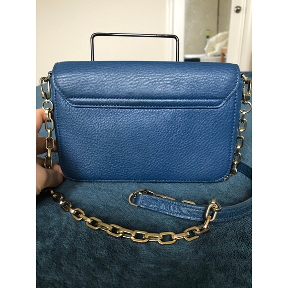 Tory Burch Blue Leather Robinson Chain Crossbody Bag wallet on chain - Picture 3 of 11